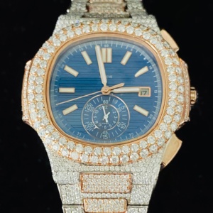 นาฬิกาข้อมือ VVS Moissanite สำหรับผู้ชายหน้าปัดสีฟ้าโรสโกลด์สไตล์ธุรกิจอะนาล็อกหรูหราของขวัญสำหรับเขา - Product Image 4