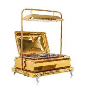 Chauffe-plat hydraulique rectangulaire doré au design exclusif avec lampe chauffante pour buffet d'hôtel et restauration - Product Image 1