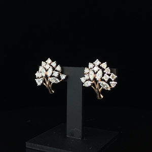 ต่างหูหมุดทองเหลืองเพทายสีขาวมีสไตล์ต้นไม้ชุบทองกุหลาบออกแบบชีวิตสำหรับนักเรียนเครื่องประดับงานปาร์ตี้วันครบรอบ - Product Image 2