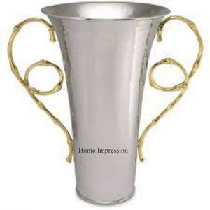 Métal robuste grande taille couleur argent plaqué Simple concepteur décoration d'entrée de mariage et Table pièce maîtresse trompette Vase - Product Image 6