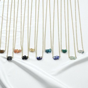 925 argent aigue-marine pierre précieuse puce perle collier à breloques femmes Tumble pierre chaîne collier-fait à la main plaqué or bijoux de mode - Product Image 2