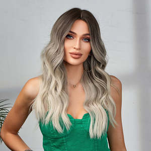 Charlotte-DWY for Ombre Blonde Long Wavy Synthetic <b>Wig</b> Premium High-Temperature Fiber Transparent Lace Small Cap High Quality - Product Image 1