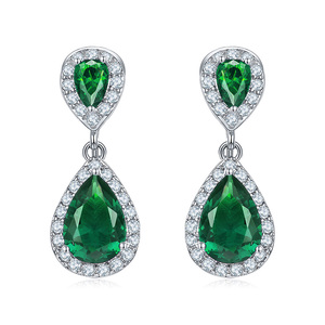 Boucles d'oreilles pendantes de luxe en zircone cubique, boucles d'oreilles pendantes CZ à la mode, bijoux pour femmes hommes enfants. Cuivre Laiton Argent - Product Image 2