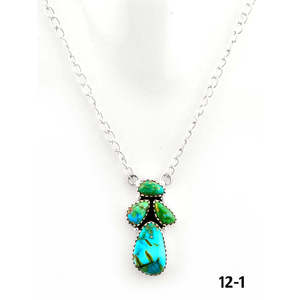 Collier en forme de goutte d'eau en turquoise et argent sterling, style Southwest South Hill - Product Image 4