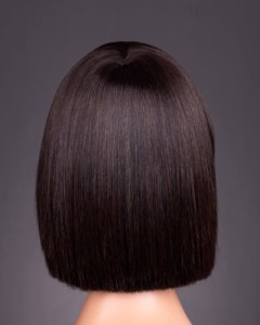 Lace Blunt Cut <b>Wig</b> Vietnamese 100% Virgin Remy Human Hair for Lace Transparent Extension Straight 180% Density - Product Image 2