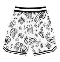 Pantalones Cortos Deportivos Transpirables de Cintura Media para Hombre, Tallas Grandes, con Estampado de Bandana, Tejido de Poliéster Sublimado, con Cordón Ajustable