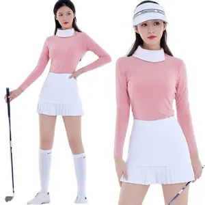 Golf Suit Ladies Long Sleeve T-shirt Stand Collar Polo Shirt Women Slim Breathable Skirt High Waist Golf Skirts Clothing Sets