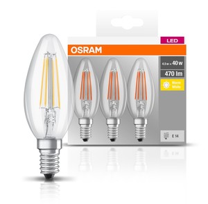 แพ็ค 3 หลอด LED Retrofit แบบใส E14 4W 2700K 470Lm (ออสแรม 4058075819313) - Product Image 1