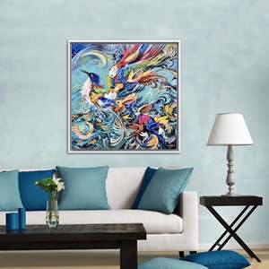 Elegant Abstract Phoenix Bird Print Canvas Artwork - Vibrant Decor,WHITE <b>FRAMED</b> CANVAS - Product Image 1