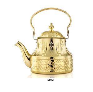 Engraved Silver & Gold Stainless Steel Tea Serving <b>Kettle</b> With Lid & Shiny Polished Stylish <b>Kettle</b> For Home Hotel Table Decor - Product Image 3