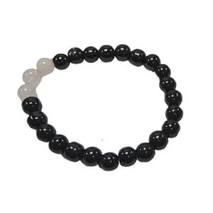 Crystal <b>bracelet</b> Black Obsidian & Rose quartz Round <b>Beads</b> <b>Bracelet</b> 8mm Stone Gemstone Fashion <b>Men</b> and Women Gift Energy - Product Image 2