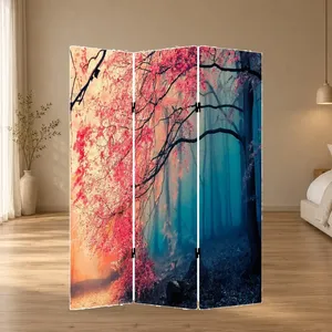 Paravent pliant en toile double face Red Maple Forest - Product Image 2