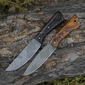 Cuchillo de hoja fija de espiga completa grabado personalizado OEM, acero de Damasco forjado a mano con Funda de cuero y madera para caza - Product Image 3