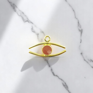 Nouveauté pierre précieuse naturelle fait à la main mauvais œil marquise pendentif à breloque bijoux en gros 925 argent plaqué or pendentif à breloque - Product Image 4