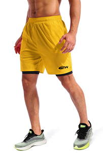 Performance Men 2 en 1 Shorts Gym Fitness Running Training Shorts con tela transpirable y bolsillos laterales utilitarios - Product Image 5