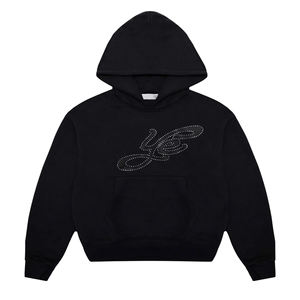 เสื้อฮู้ดผู้ชายขายดีสำหรับฤดูหนาว แบบสวมหัว ลายเรียบ คุณภาพสูง ทรงโอเวอร์ไซส์ ผ้าทนทาน ประดับด้วยคริสตัล - Product Image 5