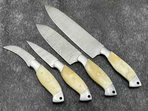 ชุดมีดทำครัวญี่ปุ่นทำด้วยมือคลาสสิก4ชิ้นมีดเชฟพร้อมที่จับกระดูกอูฐชุดสี่ชิ้น - Product Image 3