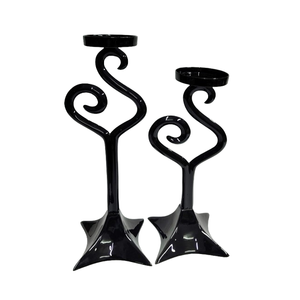 Centres de table couleur gris foncé support de bougie unique en métal fait à la main en forme de S bougeoir nouveau Design pour la décoration de la maison - Product Image 1