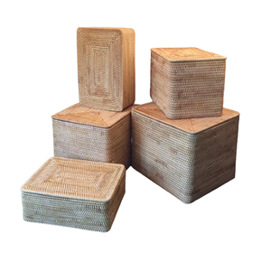 Panier de rangement pour vêtements en rotin de bambou Panier de rangement de forme rectangulaire de première qualité pour la maison et le linge - Product Image 5