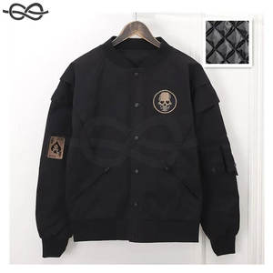 Chaqueta de vuelo de bombardero negro Vintage impermeable Harajuku Streetwear abrigo con cuello levantado Casual Biker prendas de vestir exteriores y sudadera - Product Image 6
