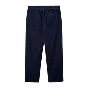 Pantalon homme anti-rides uni teint à la main, taille élastique, couleur marine, avec poche latérale zippée, fabriqué en coton peluche 100% - Product Image 2