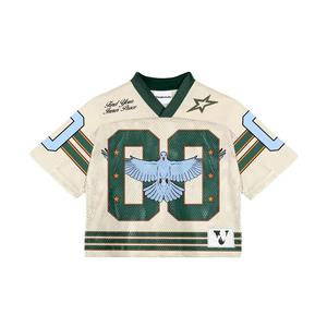 Camiseta gráfica personalizada de moda de gran tamaño fabricante personalizado Streetwear Crop Mesh Boxy Fit American Football Jersey - Product Image 4