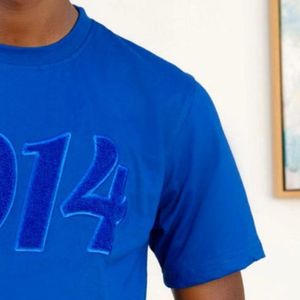 Camicia blu tinta unita in ciniglia 1914 cotone greco Life abbigliamento con numeri ricamati 1914 classica maglietta da uomo Sigma fraternità - Product Image 2