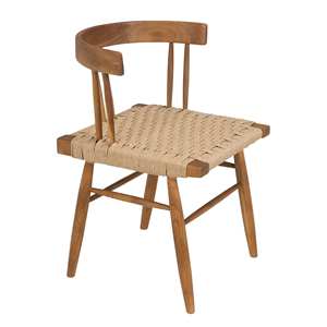 Silla de Comedor de Diseño Moderno en Madera de Teca Sólida con Asiento de Mimbre Sintético, Opción de Uso en Interiores y Exteriores, Muebles para el Hogar - Product Image 4