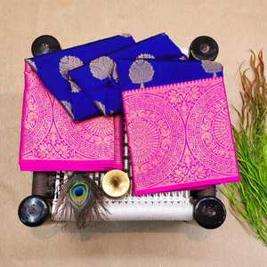 Blu Tussar Di Seta Casuale di Usura Saree / Saree Collezioni di Shopping On-Line/Commercio All'ingrosso Saree On-Line