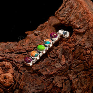 จี้แฟชั่นสำหรับผู้หญิงจี้เทอร์ควอยส์หอยนางรมเทอร์ควอยส์ธรรมชาติสีเงินสเตอร์ลิงทำด้วยมือเป็น925 - Product Image 2