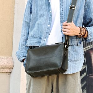 Riñonera de mensajero de cuero genuino estilo vintage para hombre con cinturón de cuero estilo ocio a la moda - Product Image 6