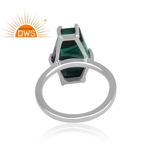 High Quality Fine Sterling Silver Natural <b>Malachite</b> Gemstone Coffin Design Stackable Ring Custom Jewelry Manufacturer - Product Image 4