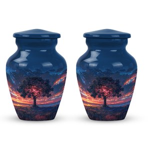 Urna Galactic Bloom para adultos, urna artística rosa azul cósmica para cenizas, cenizas de cremación, urna decorativa moderna para Atardecer - Product Image 4