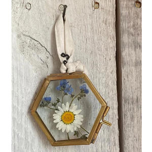 Marco de fotos con forma de hexágono y borde de latón de vidrio transparente de diseño más nuevo pequeño con bisagras para colgar en la pared decorar para el hogar y la Oficina dorado - Product Image 4