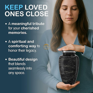 AYAANS Urne funéraire en métal au design en marbre noir pour cendres humaines ou d'animaux domestiques Urne funéraire élégante avec finition effet marbre poli - Product Image 4