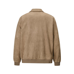 ออกแบบโลโก้ OEM ตามสั่ง เสื้อแจ็คเก็ตผู้ชายคุณภาพสูง ปกคอพับ มีกระเป๋า ซิปปิด แจ็คเก็ตหนังกลับ แจ็คเก็ตบอมเบอร์ - Product Image 2