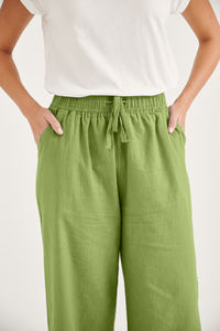 Pantalones de lino unisex, logotipo personalizado, la mejor calidad para el verano, ropa informal, pierna ancha suelta, cierre de cordón elástico medio, resorte plano - Product Image 5