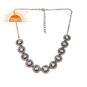 CZ Cristal Quartz Gemstone Oxydé Sterling Silver Round Charms Collier Bijoux Collection Classique Dainty Collection - Product Image 3