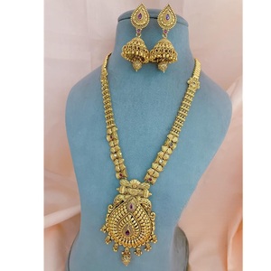 Look traditionnel haute qualité exclusif plaqué or Designer collier ensemble avec boucles d'oreilles pour la Collection de vêtements de mariage pour les femmes - Product Image 1