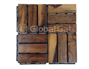 Tuiles de terrasse extérieures antidérapantes et imperméables en bois d'acacia DIY avec finition mate et surface huilée, design contemporain - Product Image 5