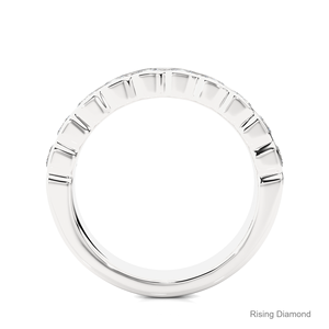 1,5 quilates corte redondo laboratorio cultivado diamante media eternidad conjunto CVD boda banda en oro blanco aniversario anillos de regalo - Product Image 3