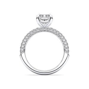 5.68 Carat E-F/VVS-VS (Centre 5.00CT) Moissanite Emerald & Round Cut Diamond Timeless Ring Made in Platinum For Her - Product Image 4