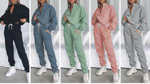 Chándal de mujer cómodo y transpirable de alta calidad con cremallera Slim Fit Jogging y arruinando el desgaste de manga larga ligero - Product Image 6