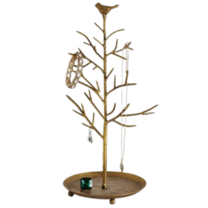 Porte-bijoux décoratif en métal à usages multiples Conception d'oiseau avec boucles d'oreilles Colliers Organisation Arbre Inspired Jewelry Container - Product Image 1