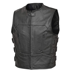 เสื้อกั๊กหนังแท้แนววินเทจ,เสื้อกั๊กสุภาพบุรุษด้านหลังเสื้อกั๊กหนังวัวแท้ลำลอง - Product Image 1