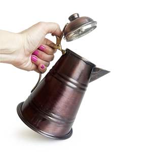 Pot à lait en cuivre Anatolia Kervan OXIDE, bol à lait avec couvercle et poignée, authentique bol de service décoratif pour boissons - Product Image 3