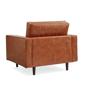 GSD68030 Single Premium ArmChair 01 Brown Faux Leather Upholstered Square <b>Sofa</b> Home Furniture with <b>Sponge</b> Filling - Product Image 4