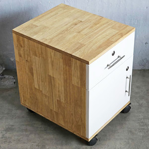 White 40x50x50cm Rubber Wood Personal <b>Locker</b> with 2 Drawers <b>Storage</b> <b>Lockers</b> Series TCN68013 - Product Image 4