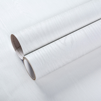 Papier Peint Moderne Blanc PVC Effet Bois Autocollant Anti-Plis Anti-Moisissure pour Chambre Salon Tables Armoires Murs