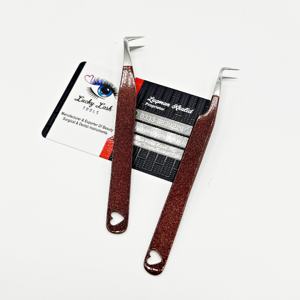 Pinzas Profesionales para Extensión de Pestañas Lucky Lash Tools, de Acero Inoxidable Sostenible, Volumen, 90 Grados, Color Marrón Oscuro, Personalizadas - Product Image 4